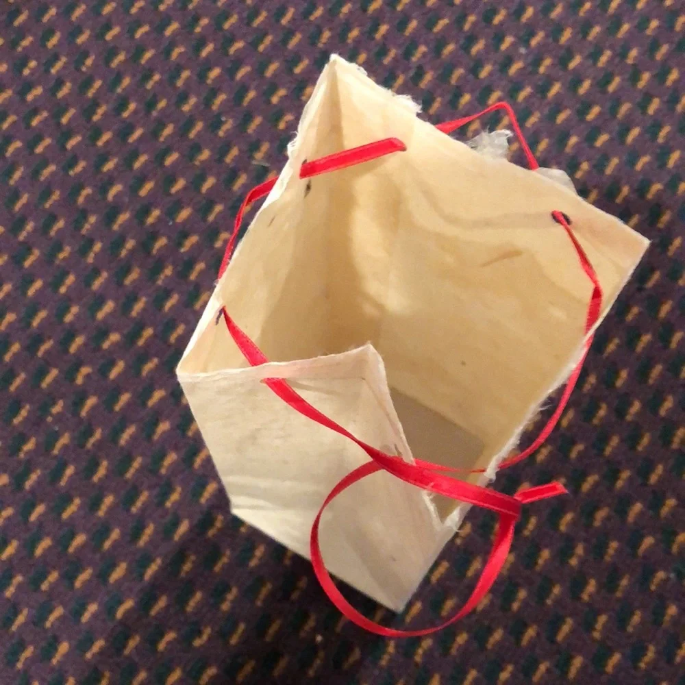 New 20 count small rice paper bags with red satin ribbon ties
